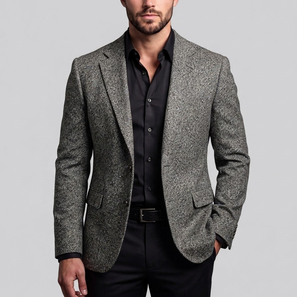 SUITSUPPLY Grey Donegal Tweed Sport Coat Blazer Size 42S Trabaldo Togna Estrato
